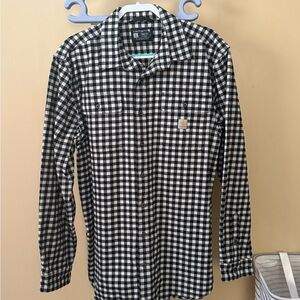 Carhartt Black & White Gingham Long-Sleeve Button-Up Shirt